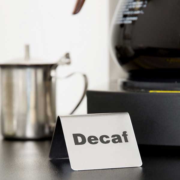 2 1/2" x 2" Stainless Steel "Decaf" Tent Sign / Tablecraft