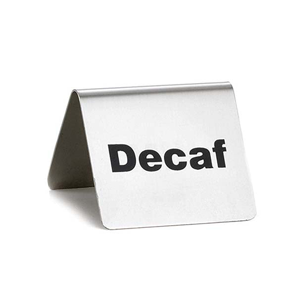 2 1/2" x 2" Stainless Steel "Decaf" Tent Sign / Tablecraft