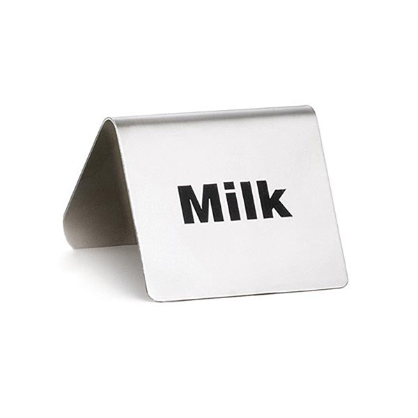 Stainless Steel "Milk" Tent Sign 2 1/2" x 2" / Tablecraft