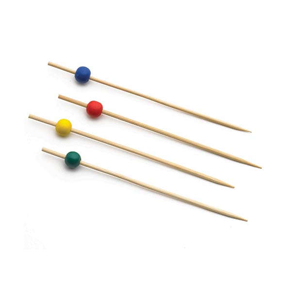 3.5" Assorted Colors Bamboo Wood Pick Pack / Tablecraft