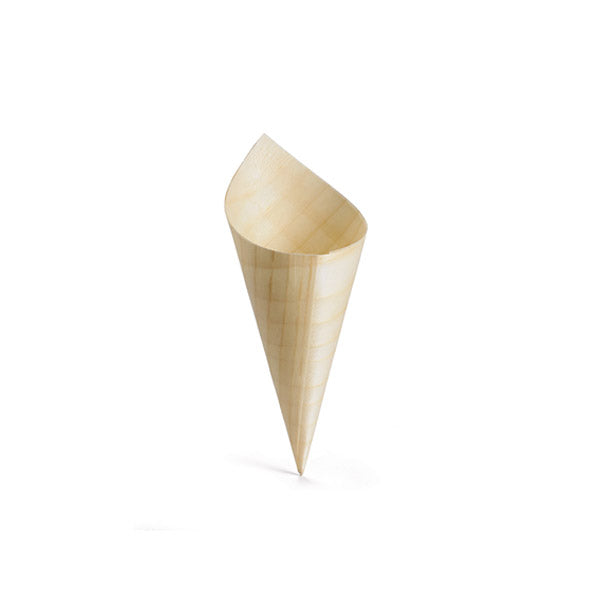 1.5 oz. Mini Wooden Disposable Serving Cone - 50/Pack / Tablecraft