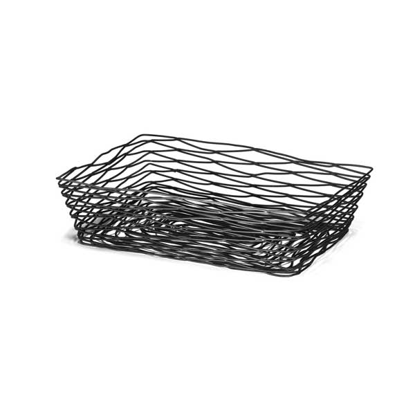 Artisan Rectangular Black Wire Basket - 12" x 9" x 3 1/2" / Tablecraft