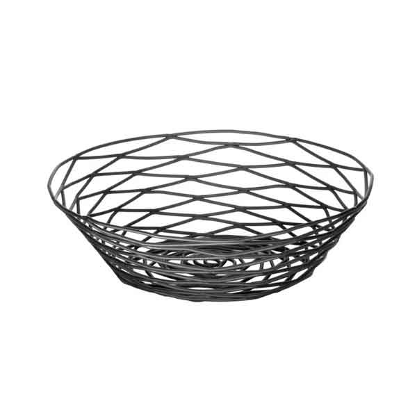 Artisan Round Black Wire Basket - 8" x 2" / Tablecraft