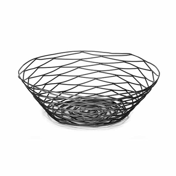 Artisan Round Black Wire Basket - 8" x 2" / Tablecraft