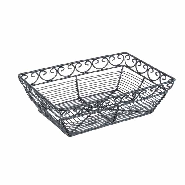 Mediterranean Rectangular Black Metal Basket - 9" x 6" x 3" / Tablecraft