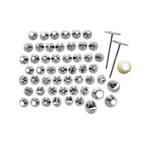 52 Piece Stainless Steel Pastry Tube Decorating Set / Winco