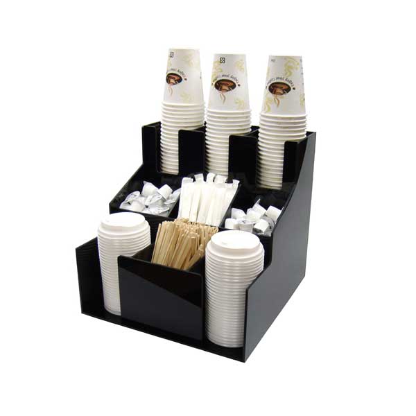 3 Tier 3 Stack Plastic Cup and Lid Organizer / Winco