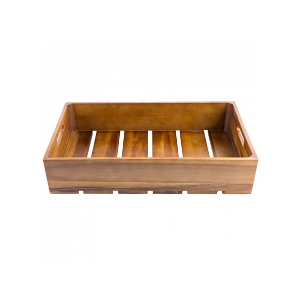 Gastronorm Acacia Wood Serving and Display Crate 21" x 13" x 4 1/4" / Tablecraft