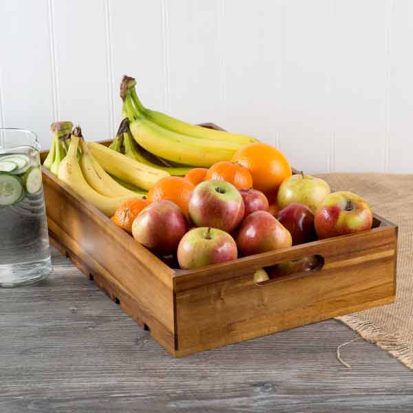 Gastronorm Acacia Wood Serving and Display Crate 21" x 13" x 4 1/4" / Tablecraft