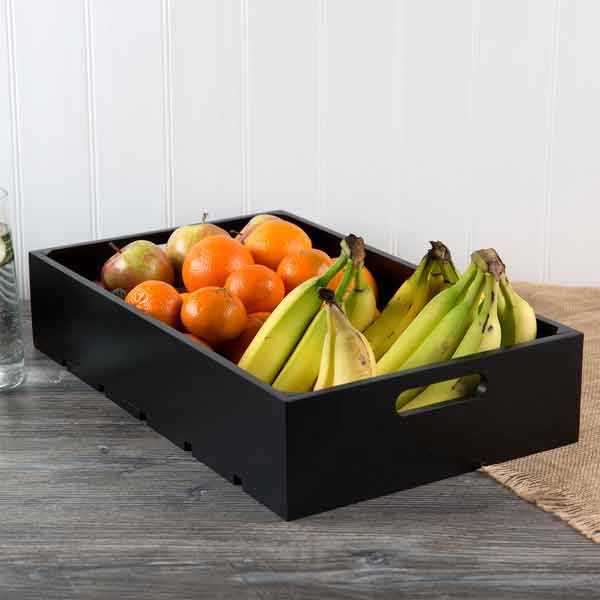 Gastronorm Black Wood Serving and Display Crate 21" x 13" x 4 1/4" / Tablecraft