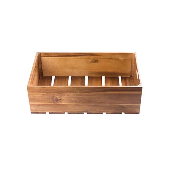 Gastronorm Acacia Wood Serving and Display Crate 21" x 13" x 6 1/4" / Tablecraft