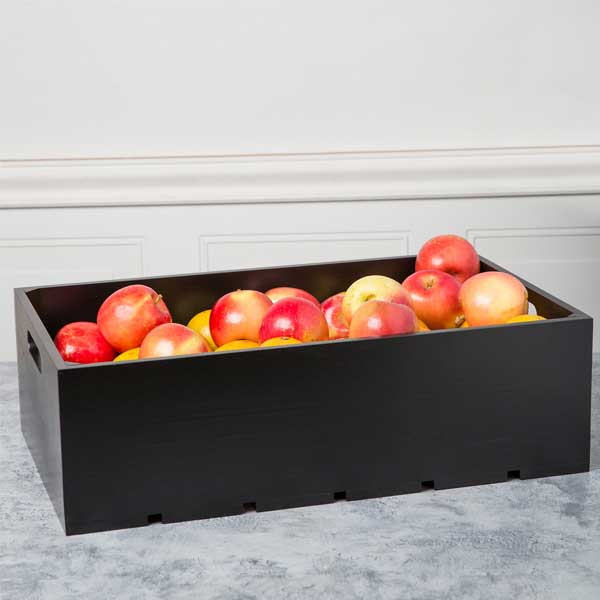Gastronorm Black Wood Serving and Display Crate 21" x 13" x 6 1/4" / Tablecraft