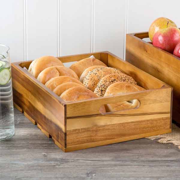 Gastronorm Acacia Wood Serving and Display Crate 13" x 10 3/8" x 4 1/4" / Tablecraft