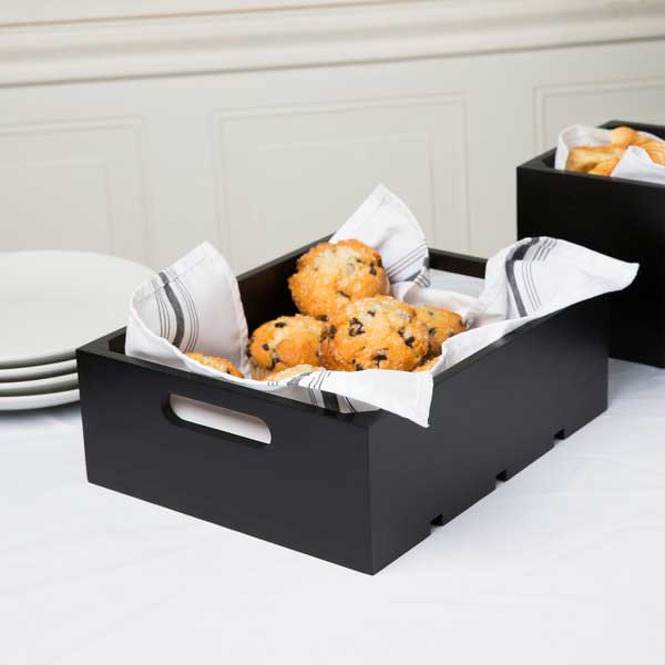 Gastronorm Black Wood Serving and Display Crate 13" x 10 3/8" x 4 1/4" / Tablecraft