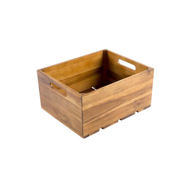 Gastronorm Acacia Wood Serving and Display Crate 13" x 10 3/8" x 6 1/4" / Tablecraft