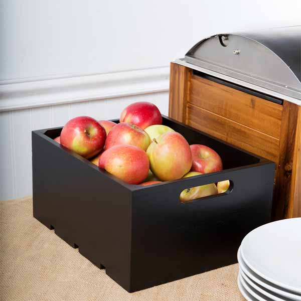 Gastronorm Black Wood Serving and Display Crate 13" x 10 3/8" x 6 1/4" / Tablecraft