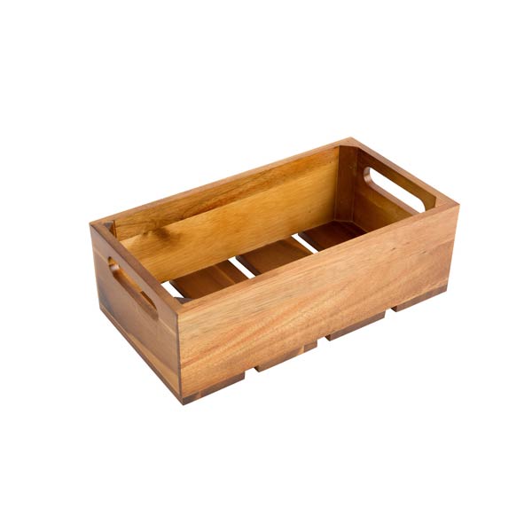 Gastronorm Acacia Wood Serving and Display Crate 13" x 7" x 4 1/4" / Tablecraft