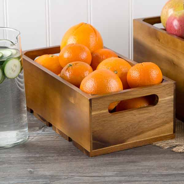 Gastronorm Acacia Wood Serving and Display Crate 13" x 7" x 4 1/4" / Tablecraft