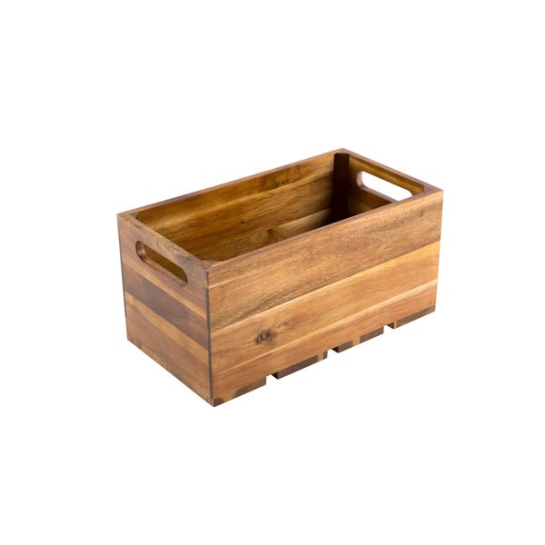 Gastronorm Acacia Wood Serving and Display Crate 13" x 7" x 6 1/4" / Tablecraft