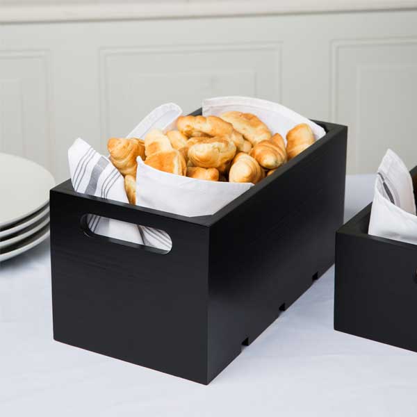 Gastronorm Black Wood Serving and Display Crate 13" x 7" x 6 1/4" / Tablecraft