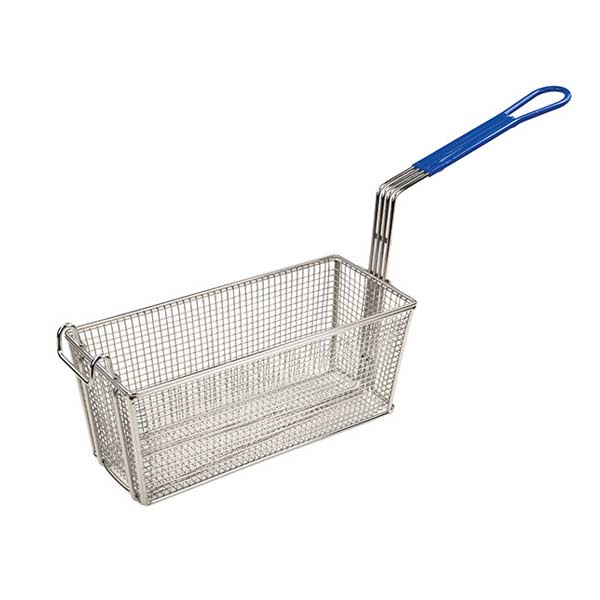 Rectangular Fry Basket with Orange Handle / Winco