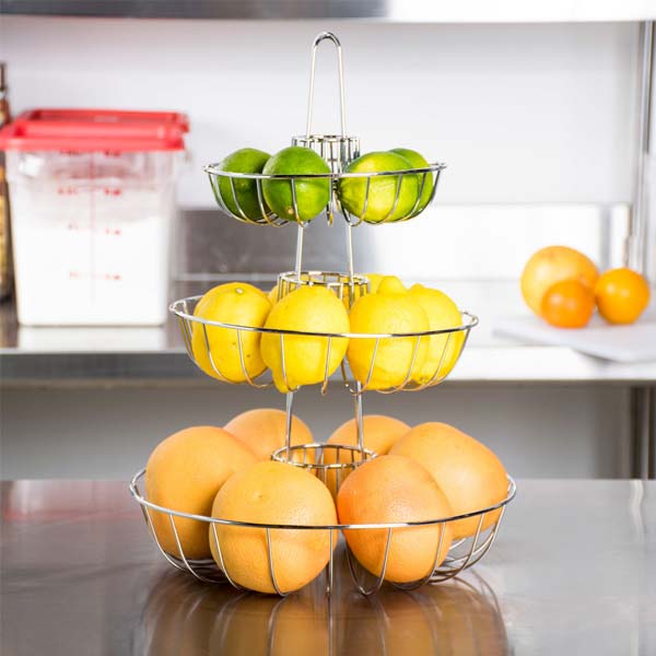Meranda 3 Tiered Chrome-Plated Metal Fruit Basket / Tablecraft