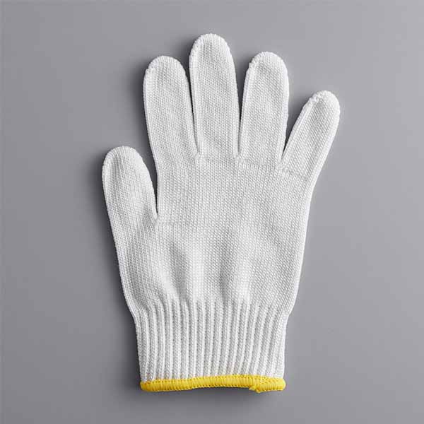 White Small Cut Resistant Glove with Yellow Cuff / Tablecraft