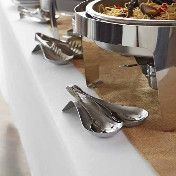 8 1/2" Brushed Stainless Steel Double Spoon Rest / Tablecraft