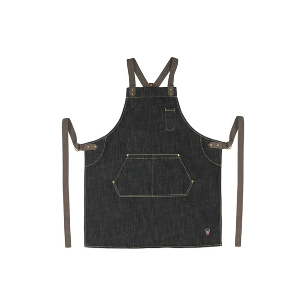 Cross-Back Heavyweight Denim Bib Apron - Winco