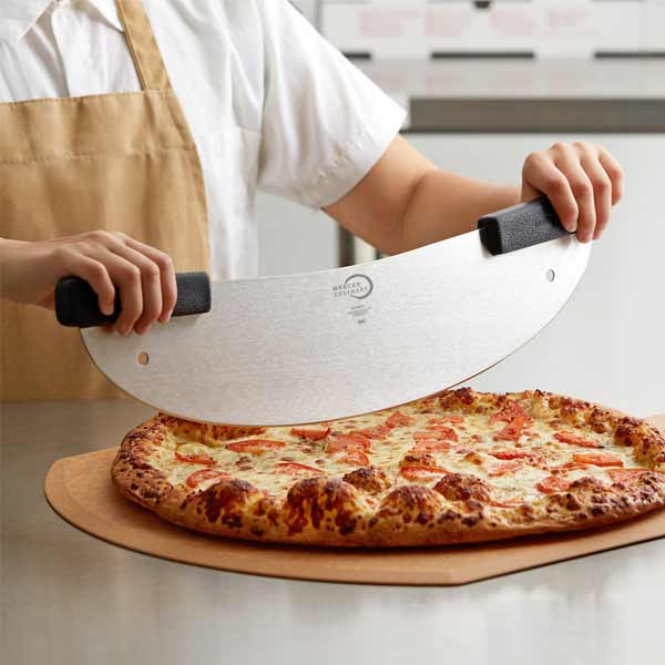 20" Rocker Pizza Knife with Black Santoprene Handles