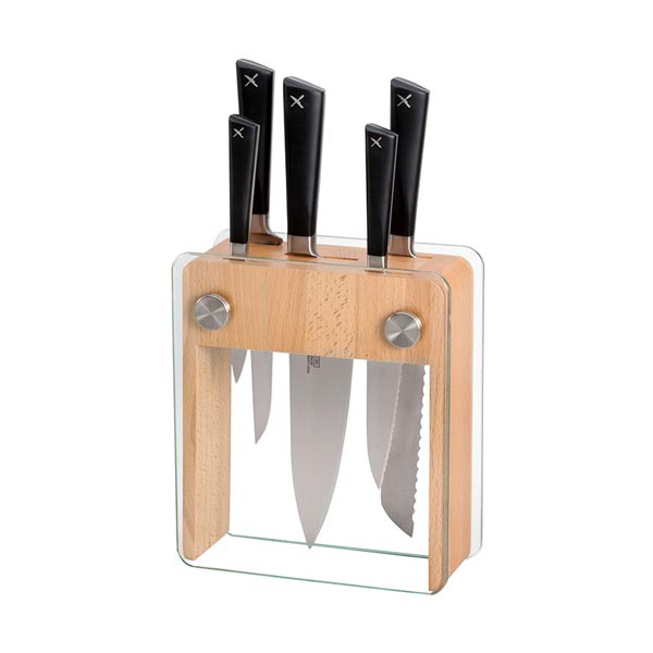 6-Pc. ZuM Wood & Glass Knife Block Set / Mercer