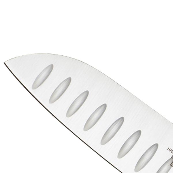 7" Granton Edge Santoku Knife with Red Handle / Mercer