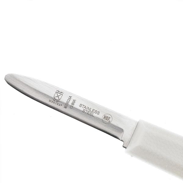 3 1/4" Stainless Steel Clam Knife with White Textured Poly Handle