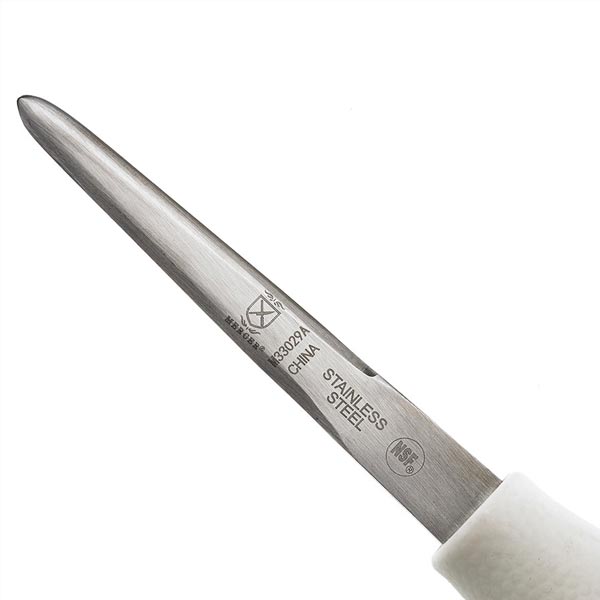 4" Stainless Steel Boston Style Oyster Knife with White Textured Poly Handle