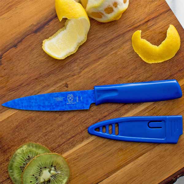 4" Blue Non-Stick Paring Knife with Sheath / Mercer