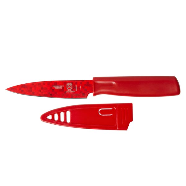 4" Red Non-Stick Paring Knife with Sheath / Mercer
