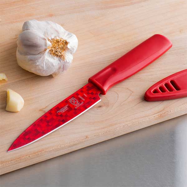 4" Red Non-Stick Paring Knife with Sheath / Mercer