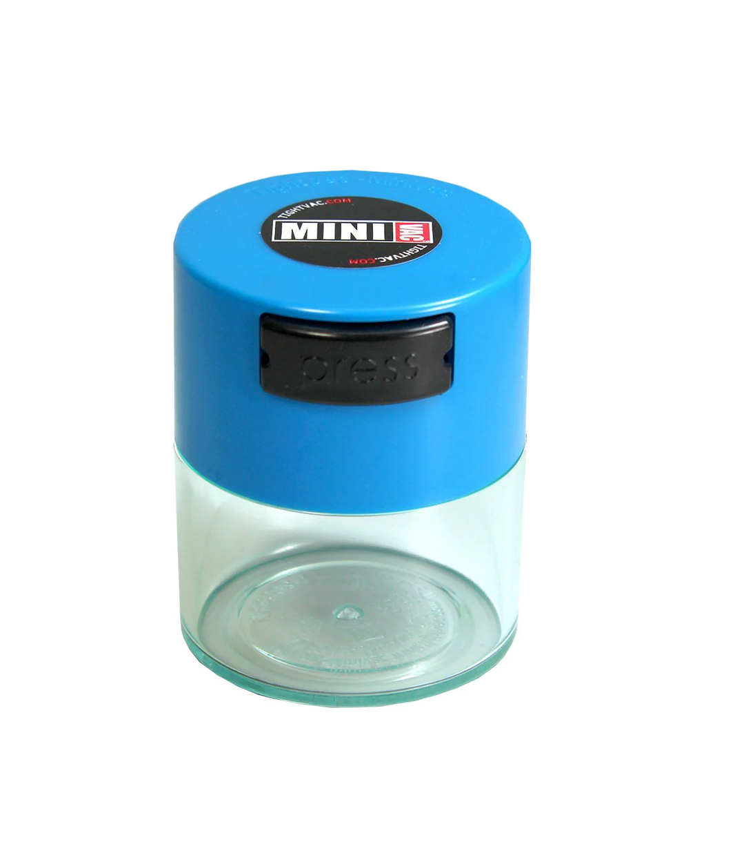 40 gm Light Blue Cap Clear Body Airtight Multi-Use Vacuum Seal Portable Storage Container - TightVac