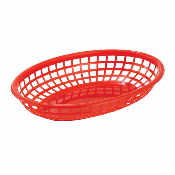 9 1/2" Red Premium Oval Fast Food Basket / Winco