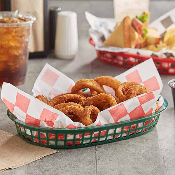 Green Oval Plastic Fast Food Basket / Winco