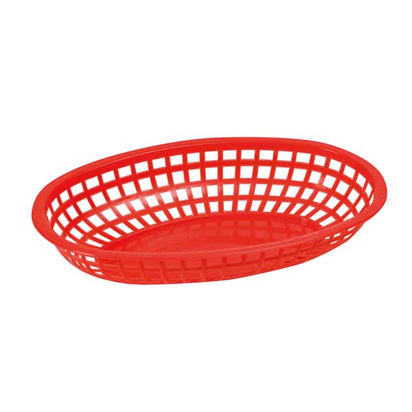 11 1/4" Red Premium Oval Fast Food Basket