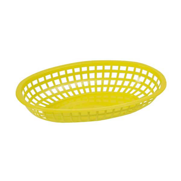 12 1/4" Yellow Premium Oval Fast Food Basket