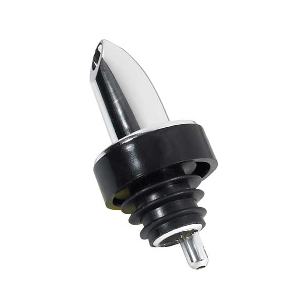Chrome Plated Free Flow Pourer with Black Collar / Winco