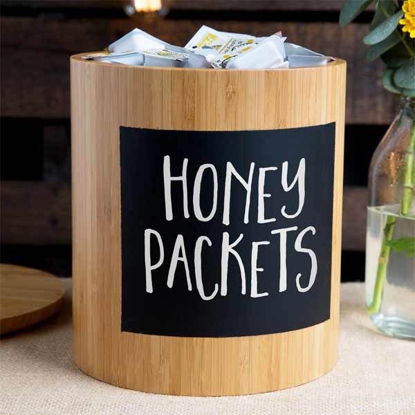 Write-On 9" x 10" Bamboo Round Storage Container with Chalkboard / Tablecraft