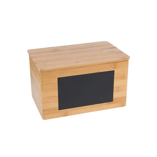 Write-On 13" x 8" x 7" Bamboo Rectangular Storage Container with Chalkboard / Tablecraft