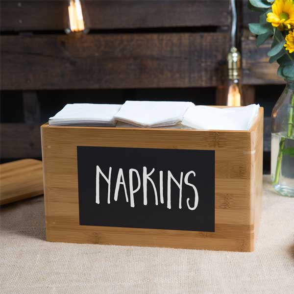 Write-On 13" x 8" x 7" Bamboo Rectangular Storage Container with Chalkboard / Tablecraft