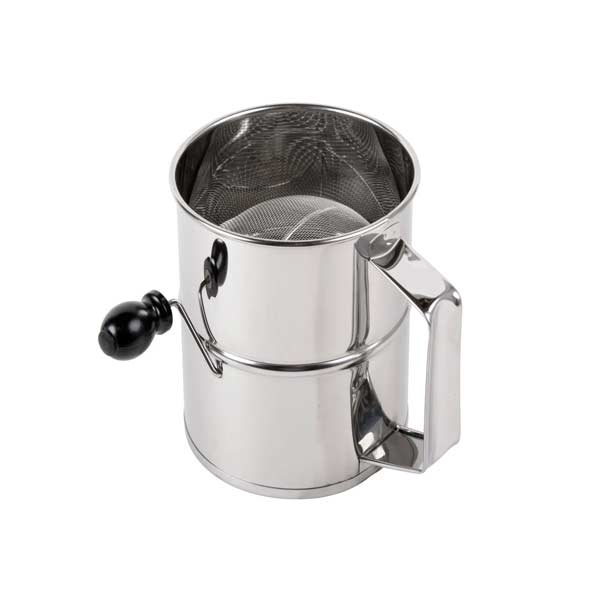 8 Cup Stainless Steel Rotary Flour Sifter / Winco