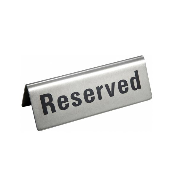 "Reserved", 4-3/4" x 1-3/4", stainless steel / Winco