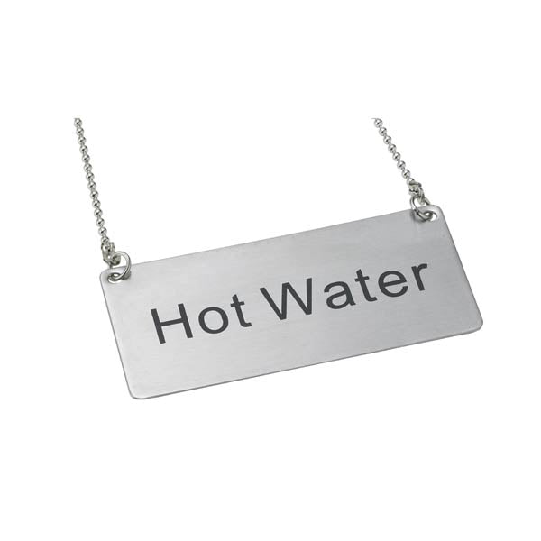 "Hot Water" Stainless Steel Chain Sign / Winco