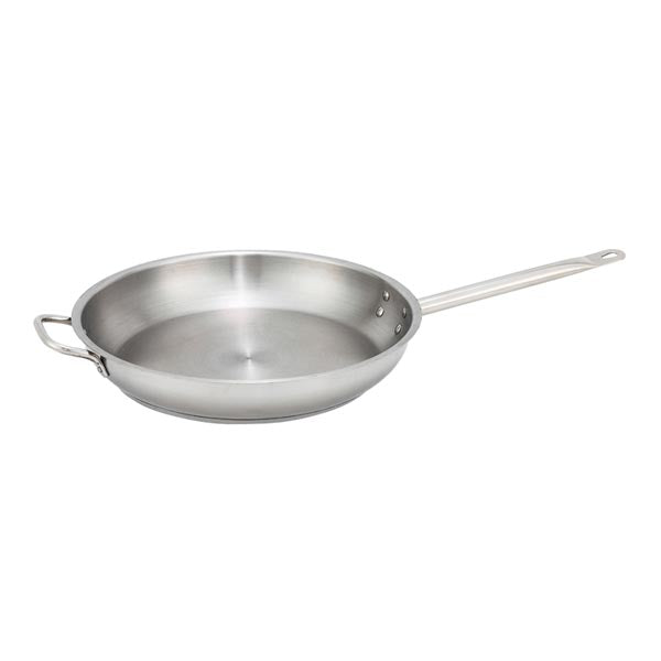 14" Stainless Steel Fry Pan with Helper Handle / Winco